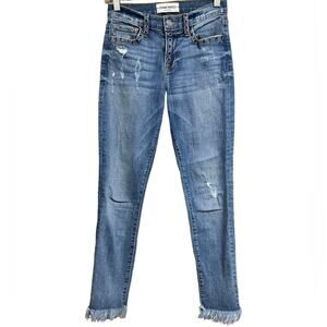 Etienne Marcel Frayed Hem Distressed High Waist Ankle Length Jeans Size 25